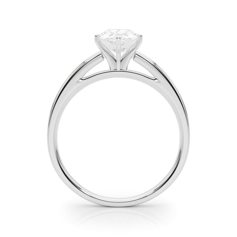 White gold Pear Solitaire Diamond Ring with Four-Prong Setting and Classic Band