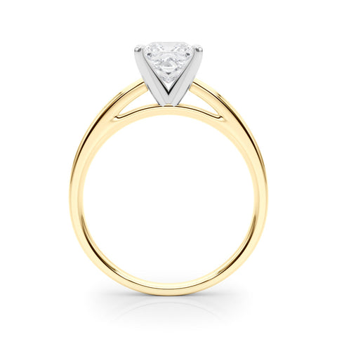 Yellow gold Princess Solitaire Diamond Ring with Four-Prong Setting and Classic Band