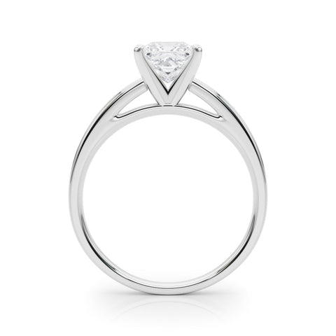 White gold Princess Solitaire Diamond Ring with Four-Prong Setting and Classic Band