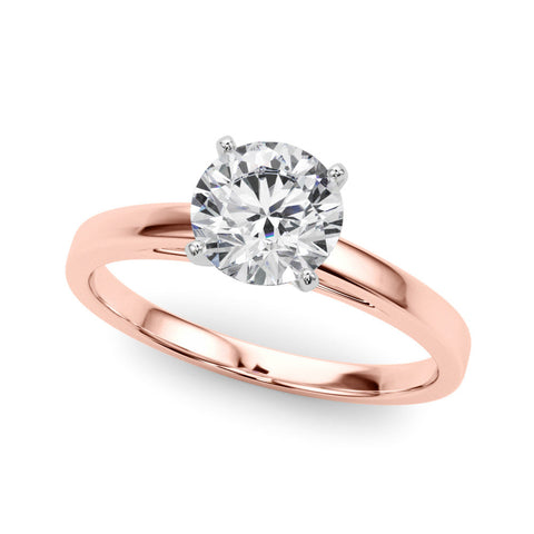 Rose gold Round Solitaire Diamond Engagement Ring with Four-Prong Setting on a Classic Band