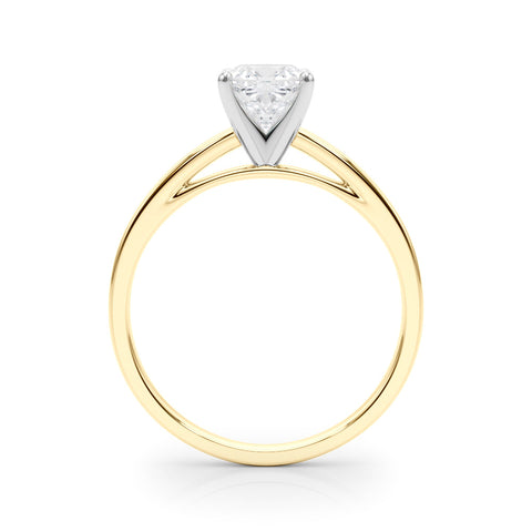 Yellow gold Cushion Solitaire Diamond Engagement Ring with Four-Prong Setting on a Classic Band