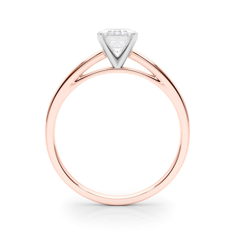 Rose gold Emerald Solitaire Diamond Engagement Ring with Four-Prong Setting on a Classic Band