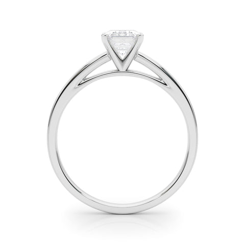 Platinum Radiant Solitaire Diamond Engagement Ring with Four-Prong Setting on a Classic Band