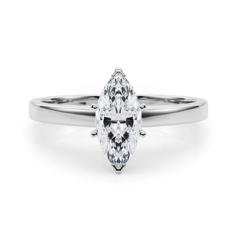 Platinum Marquise Solitaire Diamond Engagement Ring with Four-Prong Setting on a Classic Band