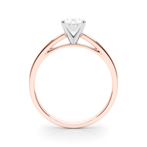Rose gold Oval Solitaire Diamond Engagement Ring with Four-Prong Setting on a Classic Band