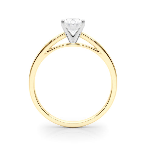 Yellow gold Oval Solitaire Diamond Engagement Ring with Four-Prong Setting on a Classic Band