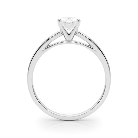 Platinum Oval Solitaire Diamond Engagement Ring with Four-Prong Setting on a Classic Band