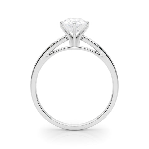 Platinum Pear Solitaire Diamond Engagement Ring with Four-Prong Setting on a Classic Band