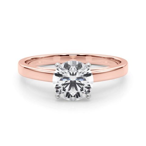 Rose gold Round Solitaire Diamond Engagement Ring with Four-Prong Setting on a Classic Band