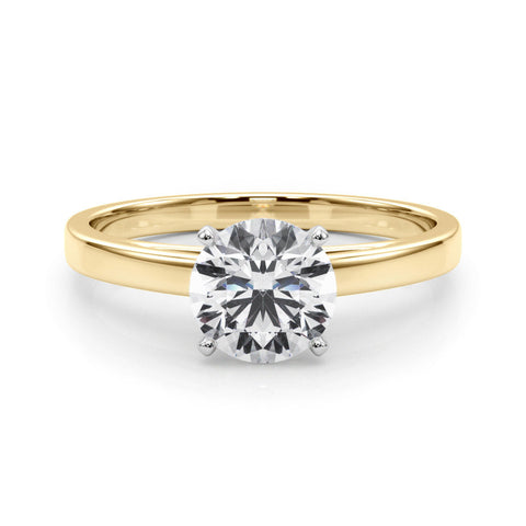 Yellow gold Round Solitaire Diamond Engagement Ring with Four-Prong Setting on a Classic Band