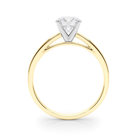 Yellow gold Round Solitaire Diamond Engagement Ring with Four-Prong Setting on a Classic Band
