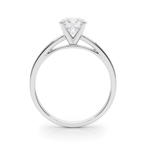 Platinum Round Solitaire Diamond Engagement Ring with Four-Prong Setting on a Classic Band