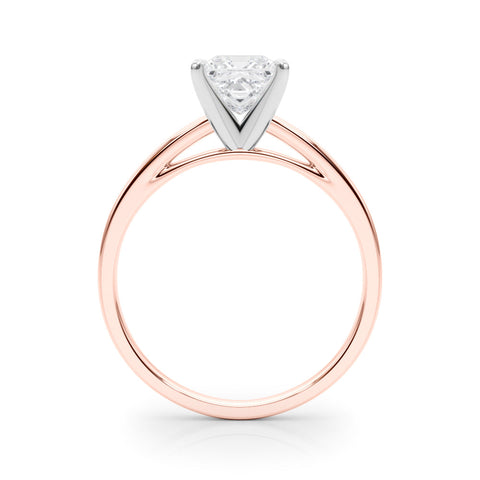 Rose gold Princess Solitaire Diamond Engagement Ring with Four-Prong Setting on a Classic Band