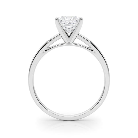 Platinum Princess Solitaire Diamond Engagement Ring with Four-Prong Setting on a Classic Band