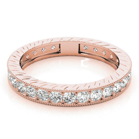 Rose gold Round Cut Diamond Milgrain Bezel Set Eternity Band