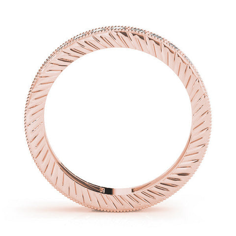 Rose gold Round Cut Diamond Milgrain Bezel Set Eternity Band