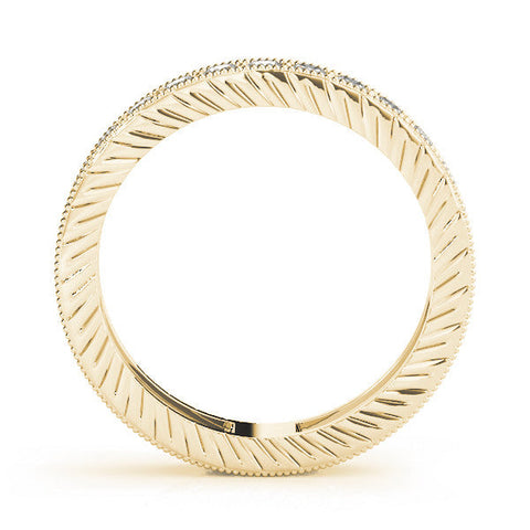 Yellow gold Round Cut Diamond Milgrain Bezel Set Eternity Band