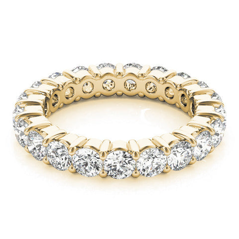 Yellow gold Round Diamond Eternity Band with U-Prong Setting