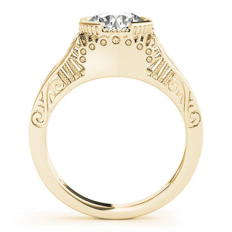 Yellow gold Round Brilliant Solitaire Milgrain Bezel Engagement Ring