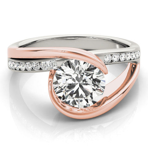 Rose gold Round Solitaire Tension-Set Diamond Split Shank Ring