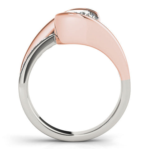 Rose gold Round Solitaire Tension-Set Diamond Split Shank Ring