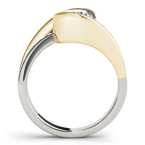 Yellow gold Round Solitaire Tension-Set Diamond Split Shank Ring