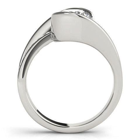White gold Round Solitaire Tension-Set Diamond Split Shank Ring