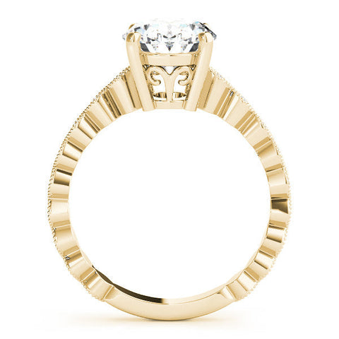 Yellow gold Oval Solitaire Diamond Ring with Infinity Twist Band and Four-Prong Setting