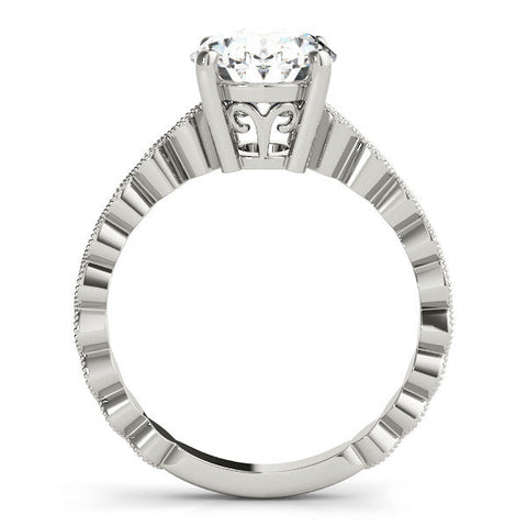 White gold Oval Solitaire Diamond Ring with Infinity Twist Band and Four-Prong Setting