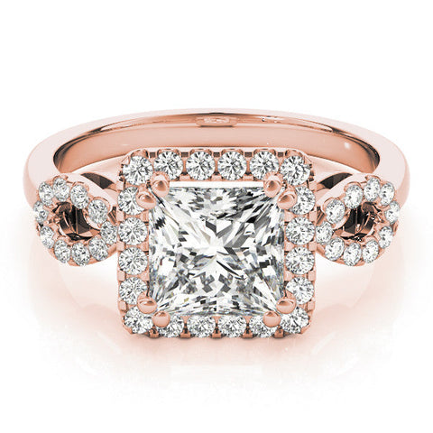 Rose gold Princess Cut Halo Diamond Infinity Band with Four-Prong Setting