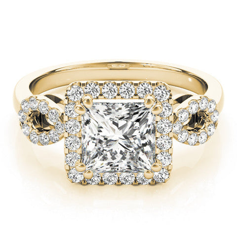 Yellow gold Princess Cut Halo Diamond Infinity Band with Four-Prong Setting