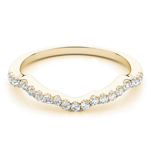 Yellow gold Curved Diamond Pavé Round-Cut Contour Band