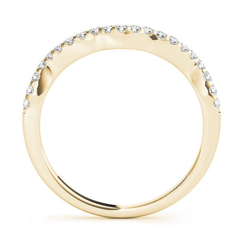Yellow gold Curved Diamond Pavé Round-Cut Contour Band