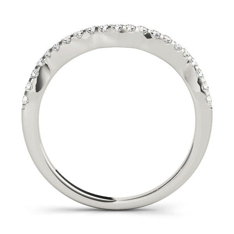 White gold Curved Diamond Pavé Round-Cut Contour Band