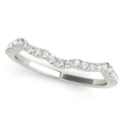 White gold Curved Diamond Pavé Round-Cut Contour Band