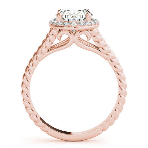 Rose gold Oval Halo Split Shank Twisted Band Prong Set Ring
