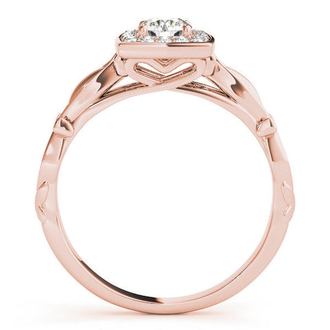 Rose gold Round Halo Diamond Engagement Ring with Square Setting and Infinity Band