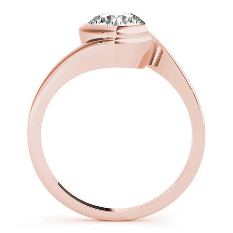 Rose gold Bezel Set Round Solitaire Twist Band Ring