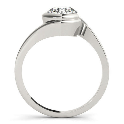 Platinum Bezel Set Round Solitaire Twist Band Ring