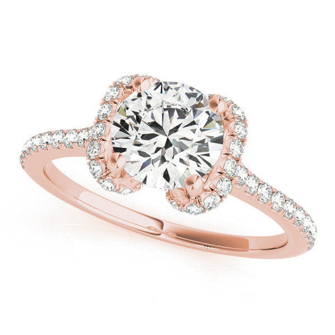 Rose gold Round Halo Diamond Pavé Band with Four-Prong Setting