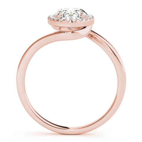 Rose gold Oval Halo Solitaire Diamond Ring with Split Shank and Prong Setting