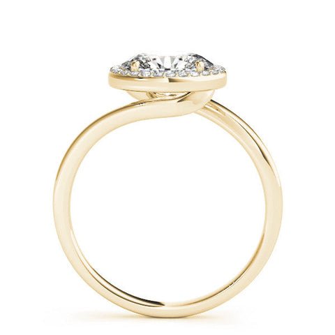 Yellow gold Oval Halo Diamond Engagement Ring with Solitaire Band and Four-Prong Setting