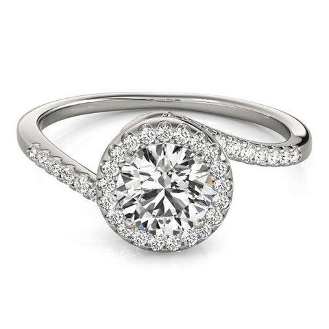 Platinum Halo Round Cut Twisted Band Pavé Setting Ring