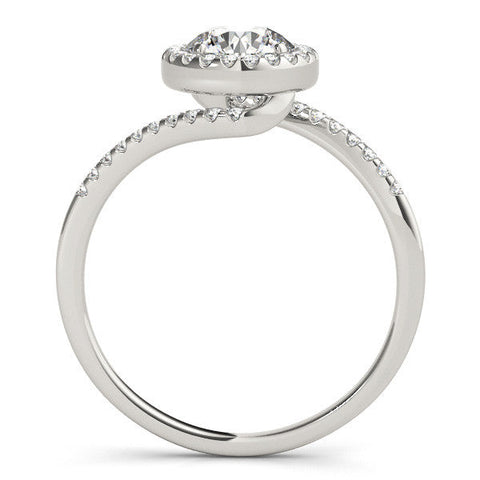 Platinum Halo Round Cut Twisted Band Pavé Setting Ring