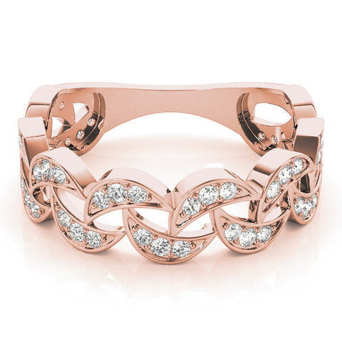 Rose gold Pave Round Diamond Interlocking Eternity Band with Bezel Prong Setting