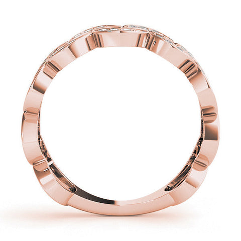 Rose gold Pave Round Diamond Interlocking Eternity Band with Bezel Prong Setting
