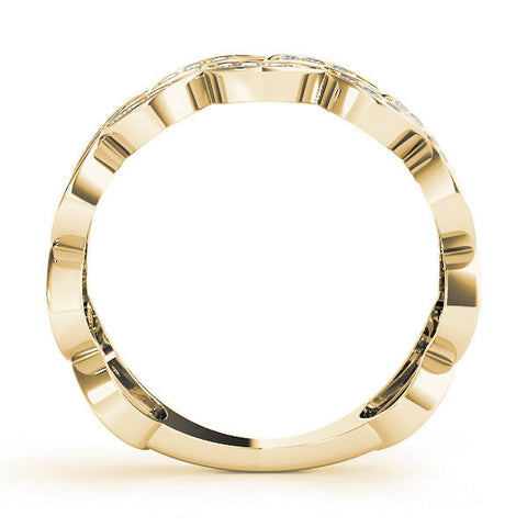 Yellow gold Pave Round Diamond Interlocking Eternity Band with Bezel Prong Setting