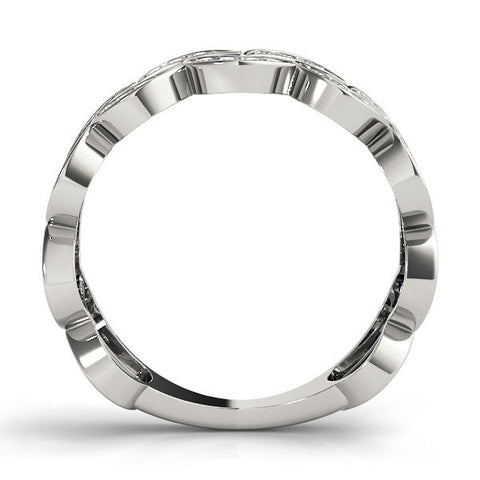 White gold Pave Round Diamond Interlocking Eternity Band with Bezel Prong Setting