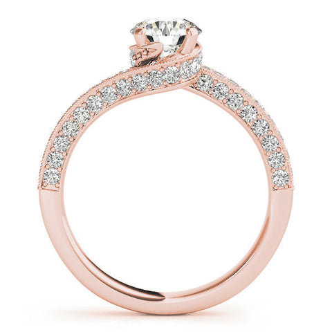 Rose gold Round Solitaire Diamond Twisted Band with Pavé Setting