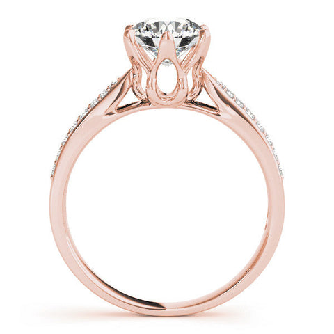 Rose gold Round Solitaire Pavé Split Shank Six-Prong Diamond Ring